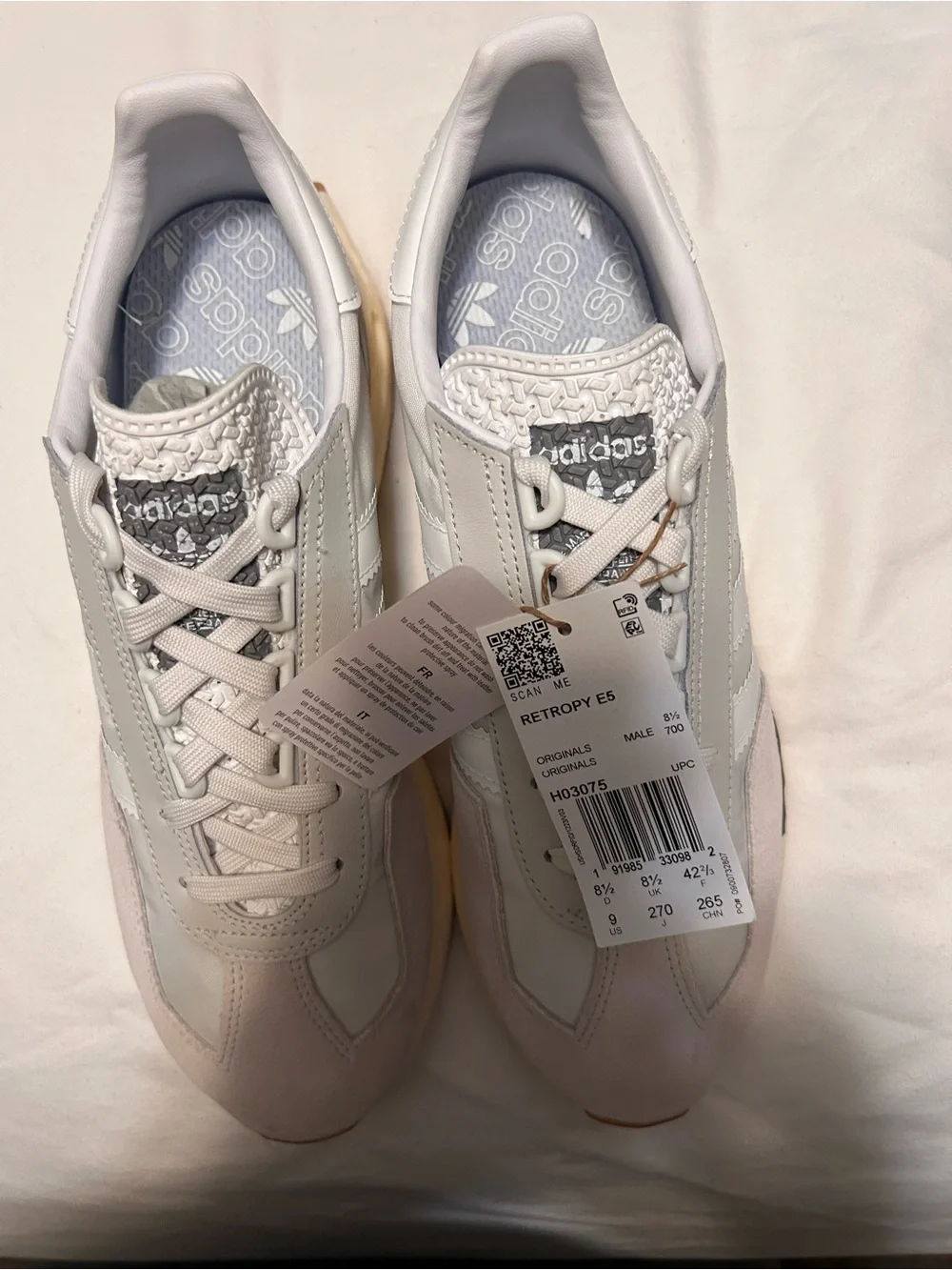 adidas RetroPy E5 White with Tan Accents Men's Athletic Shoes